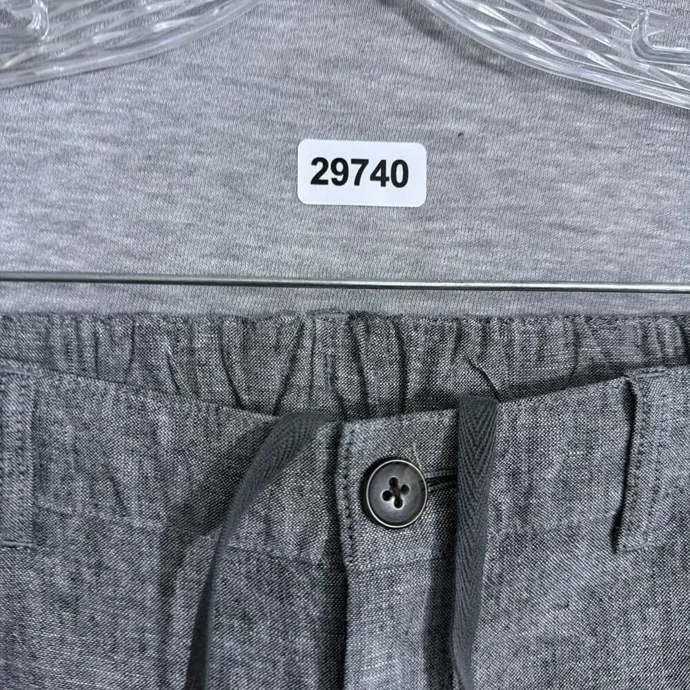 Uniqlo Men's Size Small Gray Linen Blend Tapered Slim Drawstring Casual Pants